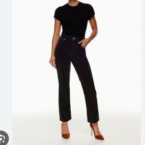 Denim Forum The Arlo High Rise Straight Leg Black Jean Size 27 Button Fly Ankle